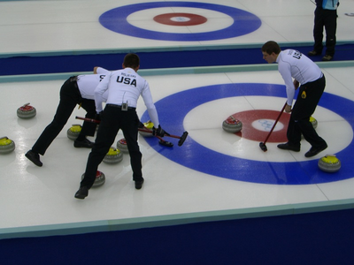 Équipe américaine dans une maison de curling